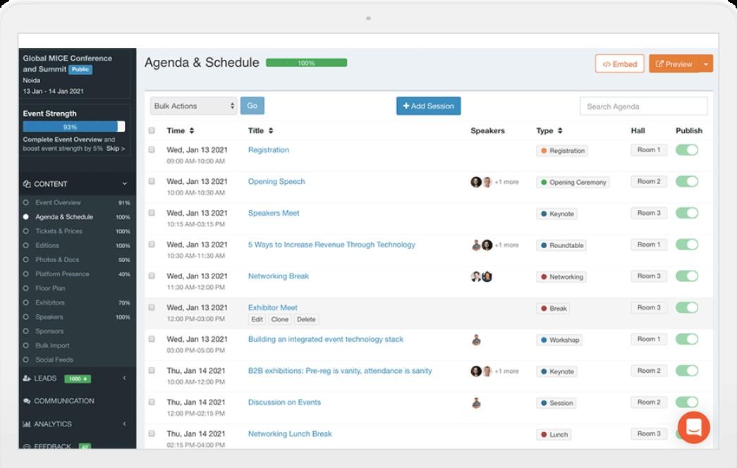 An Event Agenda & Schedule on the FLOOR virtual event marketing strategy